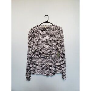 Ryegrass Womens Plus 2X Blouse Perfume Bottle Barbiecore V Neck Smocked Peplum